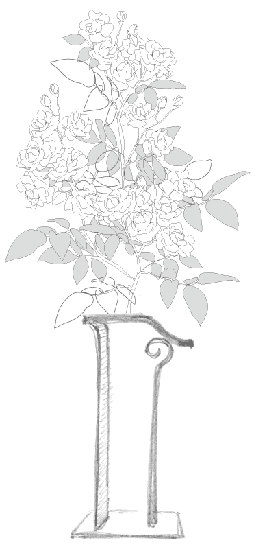 アイアンアートで鉄のバラを作るためのsketchです。