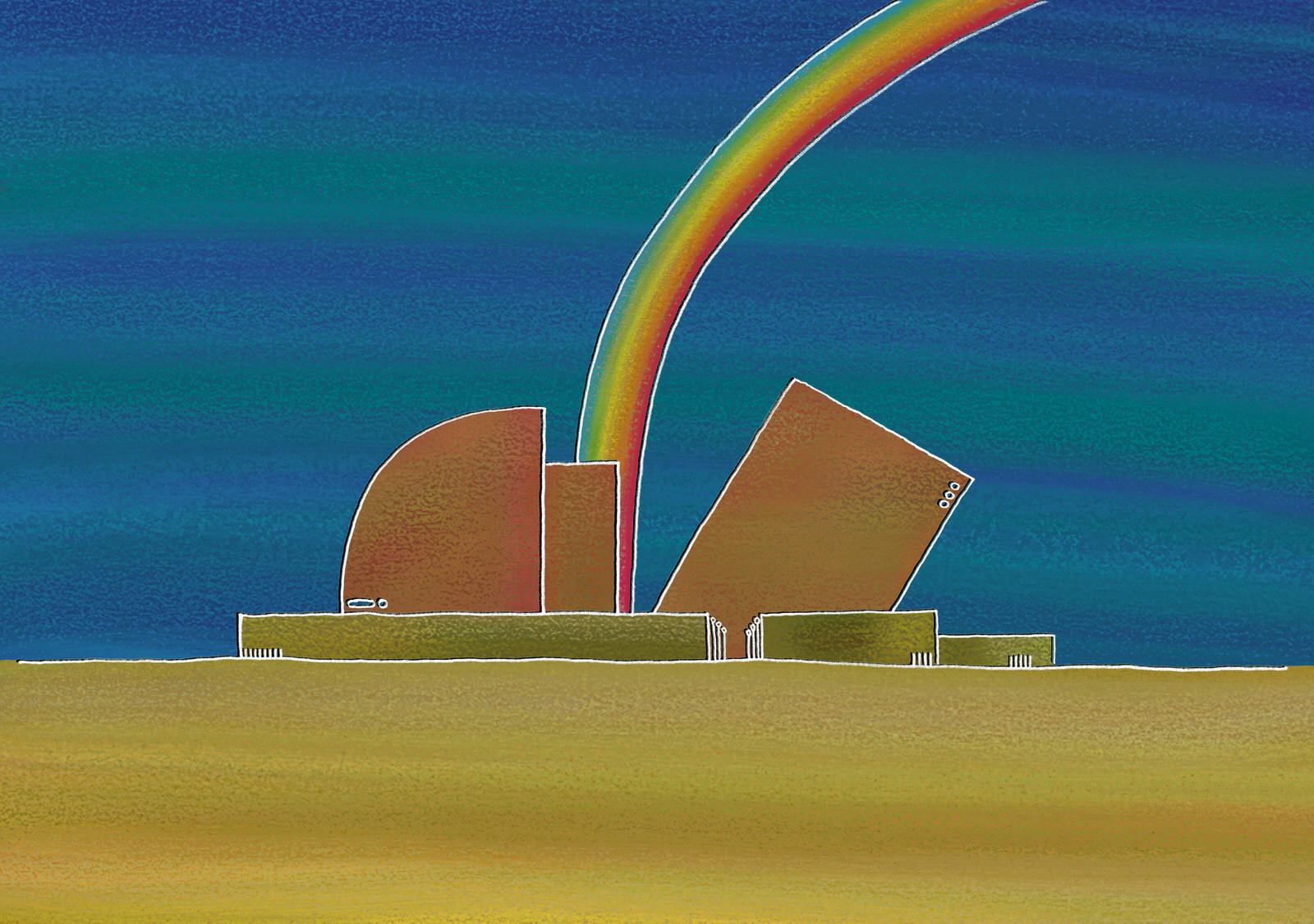 江口真代のpdf絵本「Allegoly Town (アレゴリータウン)」「虹の始まるところ」の絵